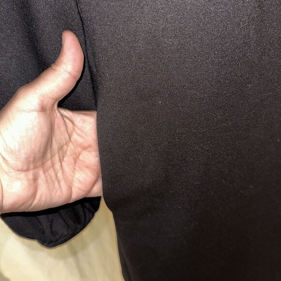 britt ryan 4 Luxury Black Knit Cowl Neck Long Sleeve Dress with Pockets - Picture 7 of 15